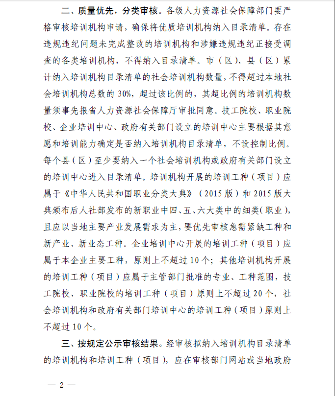人社厅职业技能提升行动第二批培训机构目录清单(图2)